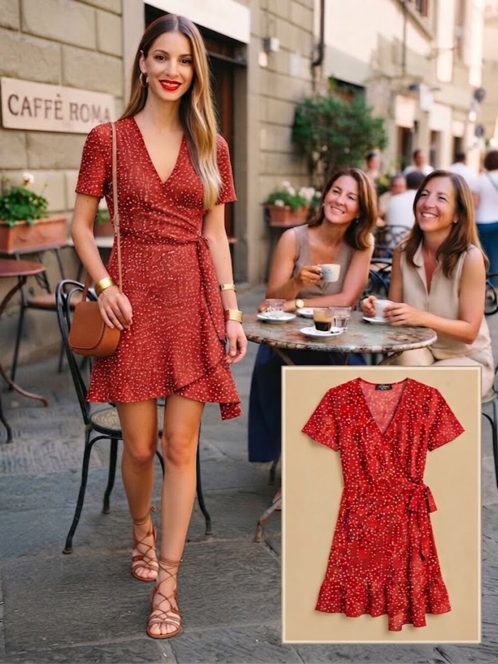 Relipop - Red Polka Dot Wrap Dress - Small